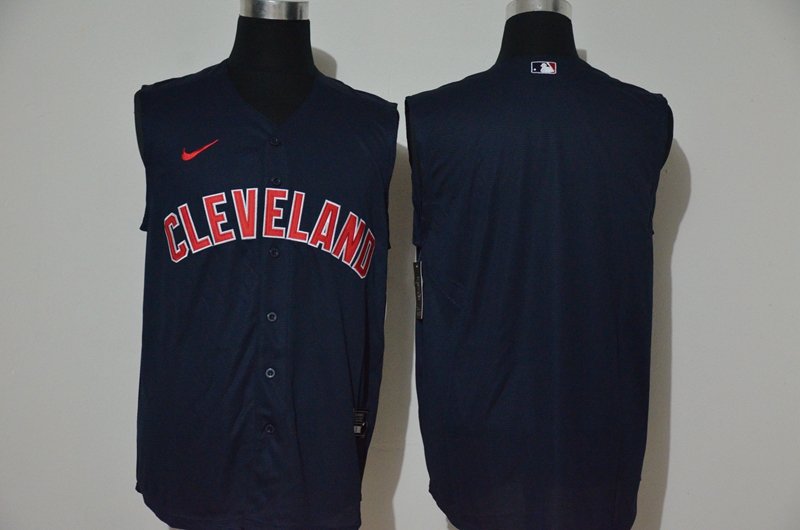 Men's Cleveland Indians Blank Navy Blue 2020 Cool and Refreshing Sleeveless Fan Stitched MLB Nike Jersey