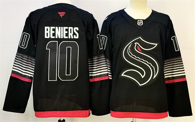 Men's Seattle Kraken #10 Matty Beniers Black 2026 Alternate Stitched Hockey Jersey