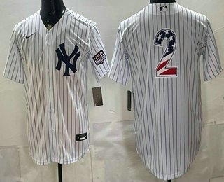 Men's New York Yankees #2 Derek Jeter White 2026 USA 250 Fourth of July Home Stadium Stitched Jersey
