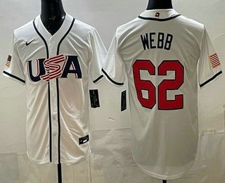 Men's USA #62 Logan Webb White 2026 World Baseball Classic Cool Base Jersey