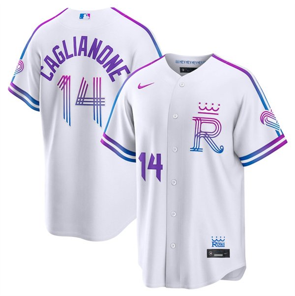 Men's Kansas City Royals #14 Jac Caglianone White 2026 City Connect Stadium Stitched Baseball Jersey