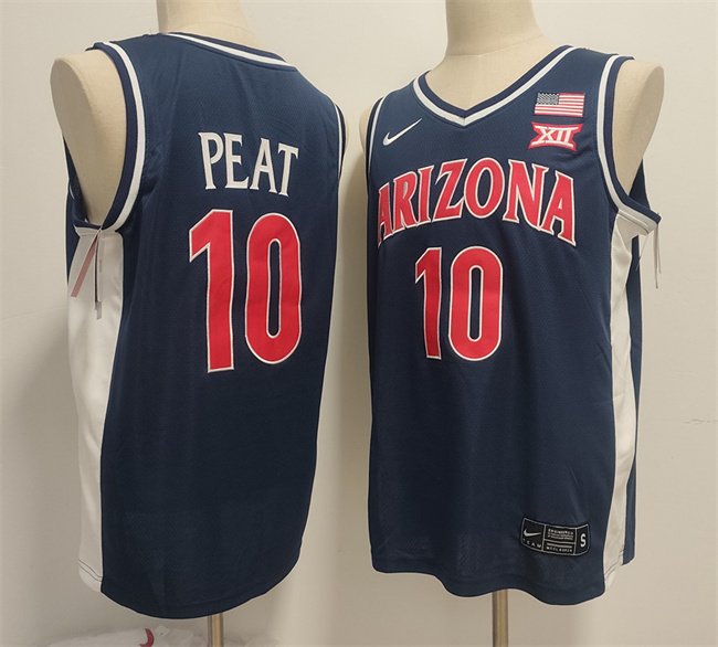 Men's Arizona Wildcats #10 Koa Peat Navy Stitched Jersey