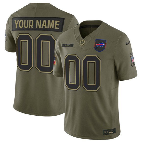 Men's Buffalo Bills Active Player Custom Olive 2025 Salute to Service Limited Football Stitched Jersey