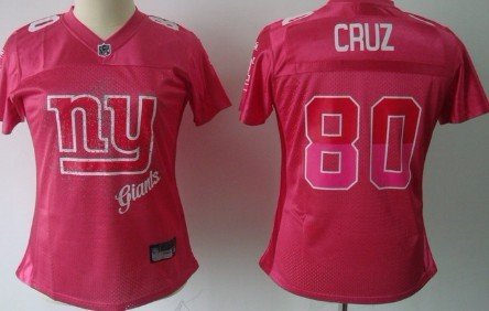 New York Giants #80 Victor Cruz Pink Fem Fan Womens Jersey