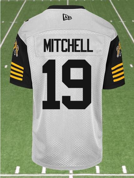 CFL Hamilton tiger cats #19 MITCHELL Crested Away White Jersey