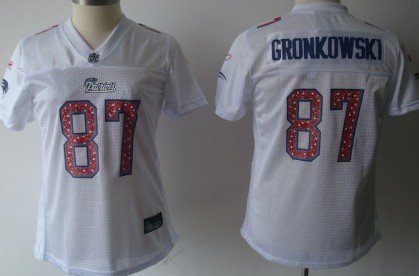 New England Patriots #87 Rob Gronkowski White Womens Sweetheart Jersey