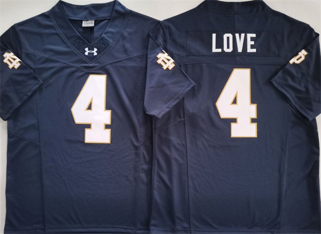 Men's Notre Dame Fighting Irish #4 Jeremiyah Love Navy 2025 F.U.S.E. Limited Stitched Jersey