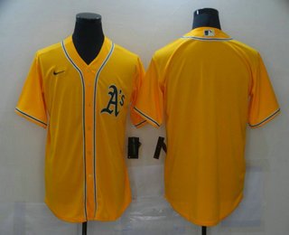 Men's Oakland Athletics Blank Yellow Stitched MLB Cool Base Nike Jersey