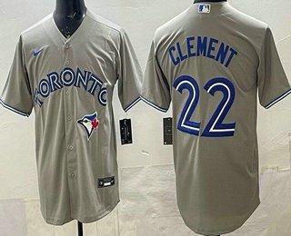 Men's Toronto Blue Jays #22 Ernie Clement Gray Cool Base Jersey