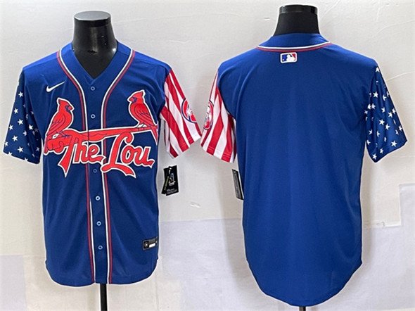 Men's St. Louis Cardinals Blank Royal Independence Day Vapor Premier Limited Stitched Baseball Jersey