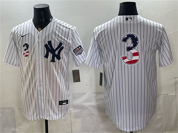 Men's New York Yankees #3 Babe Ruth White 2026 USA 250 Fourth of July Home Stadium Stitched Baseball Jersey