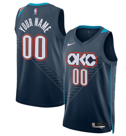 Men's Oklahoma City Thunder Active Player Custom Navy 2025-26 City Edition Swingman Stitched Basketball Jersey