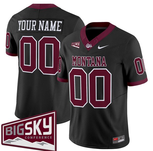 Men's Montana Grizzlies Active Player Custom Black 2025 F.U.S.E. Big Sky Patch Vapor Limited V1 Stitched Football Jersey