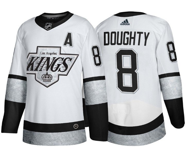 Men's Los Angeles Kings #8 Drew Doughty White Throwback Stitched Jersey