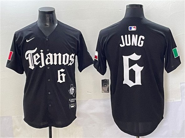 Men's Texas Rangers #6 Josh Jung Black Mexico 2025 Vapor Premier Limited Stitched Baseball Jersey