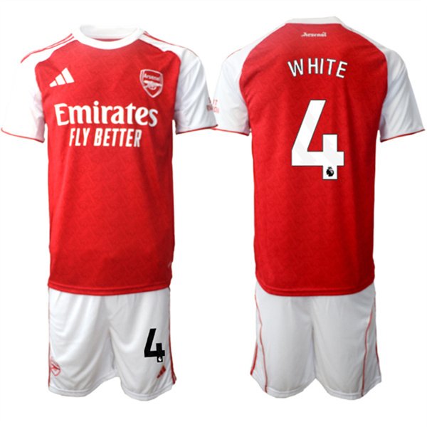 Men's Arsenal F.C #4 Ben White 2026 Red Home Soccer Jersey Suit