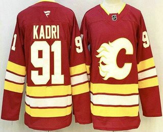 Men's Calgary Flames #91 Nazem Kadri Red Authentic Jersey
