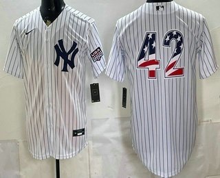 Men's New York Yankees #42 Mariano Rivera White 2026 USA 250 Fourth of July Home Stadium Stitched Jersey
