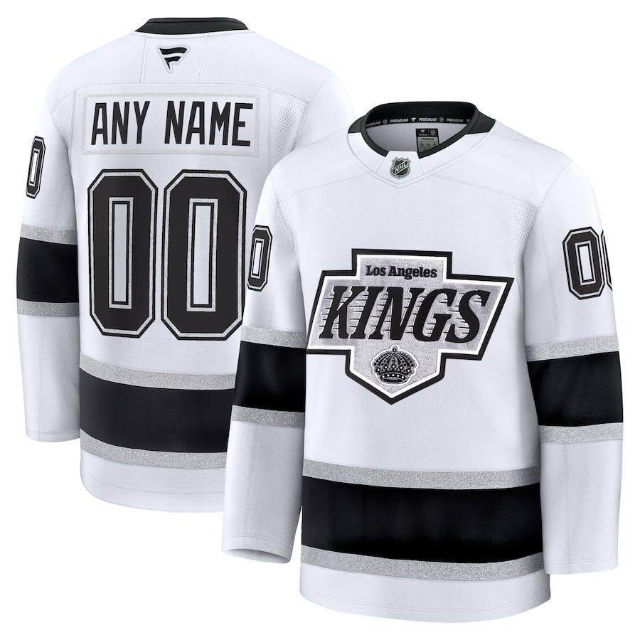 Men's Los Angeles Kings Custom White 2024-25 Away Stitched Hockey Jersey