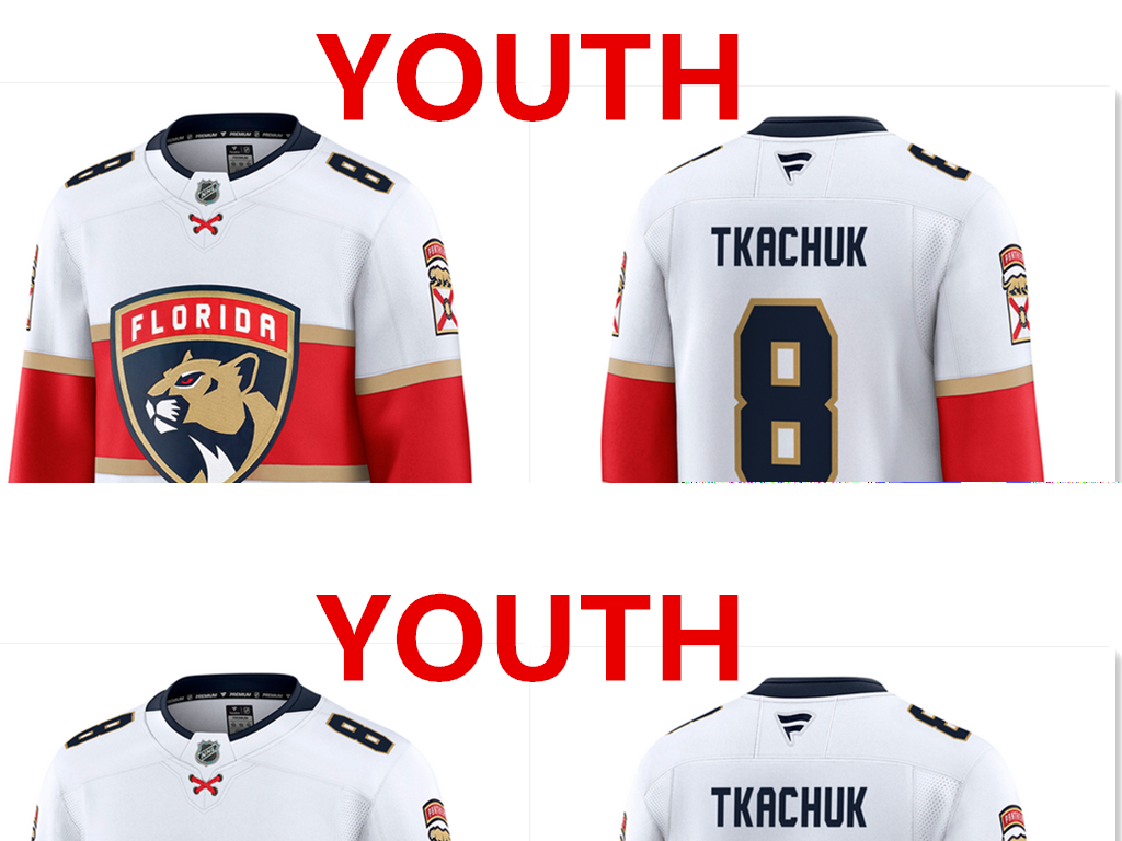 Youth Florida Panthers #8 Brady Tkachuk White Stitched Hockey away jersey