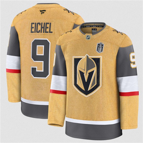 Men's Vegas Golden Knights #9 Jack Eichel Gold 2026 Stanley Cup Final Patch Home Stitched Hockey Jersey