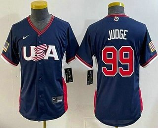 Youth USA #99 Aaron Judge Navy 2026 World Baseball Classic Cool Base Jersey