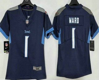 Women's Tennessee Titans #1 Cameron Ward Limited Navy Vapor Jersey