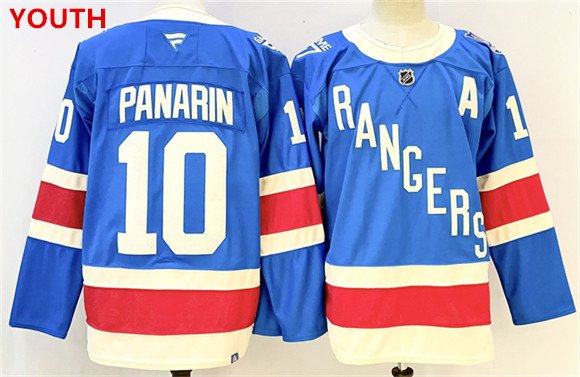 Youth new york rangers #10 artemi panarin blue 2025 with a patch stitched hockey jersey