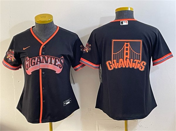 Women's San Francisco Giants Team Big Logo Black 2026 Alternate Stadium Stitched Baseball Jersey(Run Small)