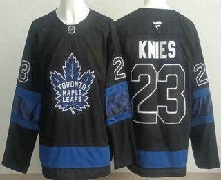 Men's Toronto Maple Leafs #23 Matthew Knies Black Alternate Authentic Jersey
