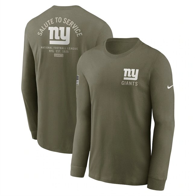 Men's New York Giants Olive 2025 Salute to Service Sideline Long Sleeve T-Shirt