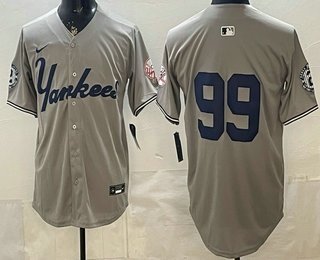 Men's New York Yankees #99 Aaron Judge Grey Without Name Limited Jersey