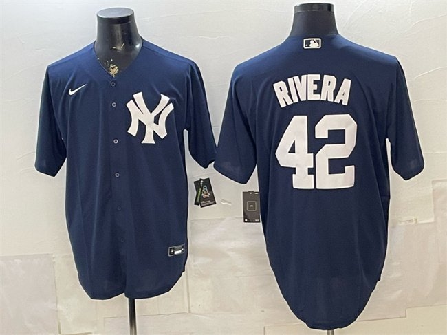 Men's New York Yankees #42 Mariano Rivera Navy Limited Stitched Baseball Jersey