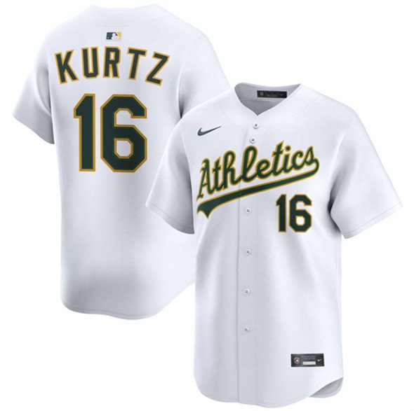 Men's Oakland Athletics #16 Nick Kurtz White 2024 Home Limited Stitched Jersey