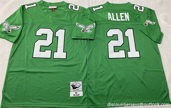 Men's Philadelphia Eagles #21 Eric Allen Kelly Green Throwback Stitched Football Jersey
