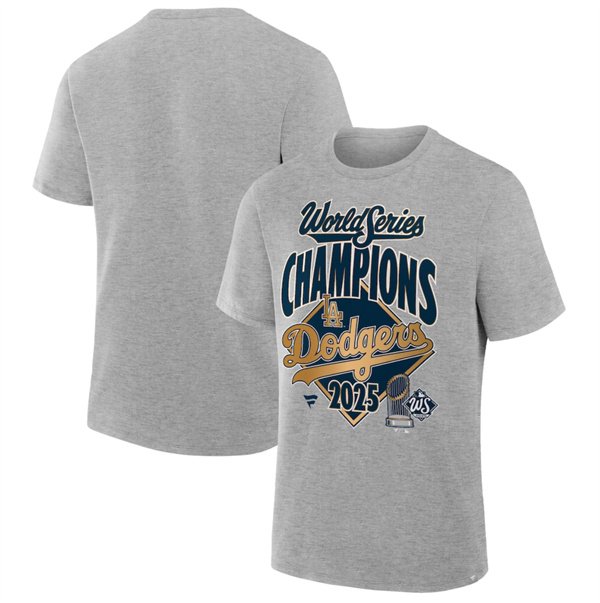 Men's Los Angeles Dodgers Gray 2025 World Series Champions Locker Room T-Shirt
