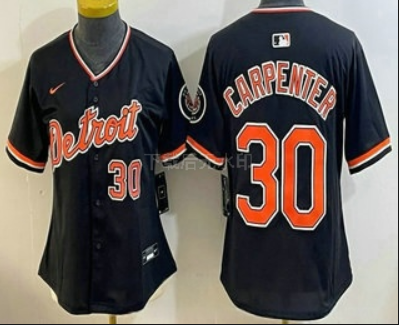 Women's Detroit Tigers #30 Kerry Carpenter Black Stadium Jersey