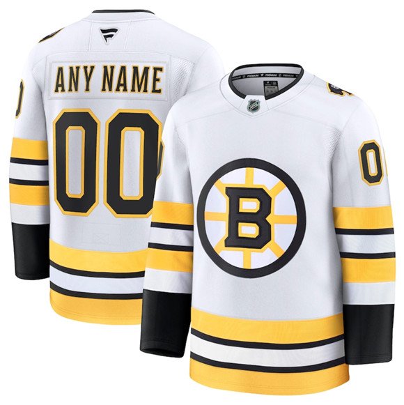 Men's Boston Bruins Active Player Custom White 2025 Away Stitched Hockey Jersey