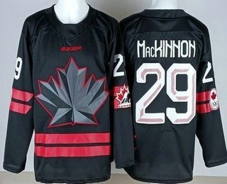 Youth Canada #29 Nathan MacKinnon Black 2026 Olympics Authentic Jersey