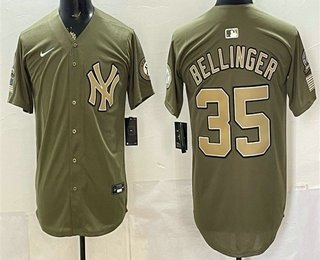 Men's New York Yankees #35 Cody Bellinger Olive 2026 Armed Forces Day Jersey