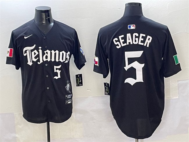 Men's Texas Rangers #5 Corey Seager Black Mexico 2025 Vapor Premier Limited Stitched Baseball Jersey