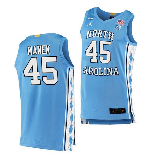 Men's North Carolina Tar Heels #45 Brady Manek Blue Basketball Jersey