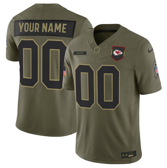 Men's Kansas City Chiefs Active Player Custom Olive 2025 F.U.S.E. Salute to Service Limited Football Stitched Jersey