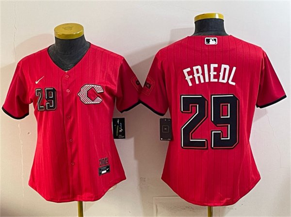 Women's Cincinnati Reds #29 TJ Friedl Red 2026 City Connect Stadium Stitched Baseball Jersey(Run Small)