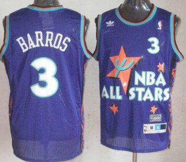 NBA 1995 All-Star #3 Dana Barros Purple Swingman Throwback Jersey