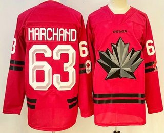 Men's Canada Hockey #63 Brad Marchand Red 2026 Olympics Authentic Jersey