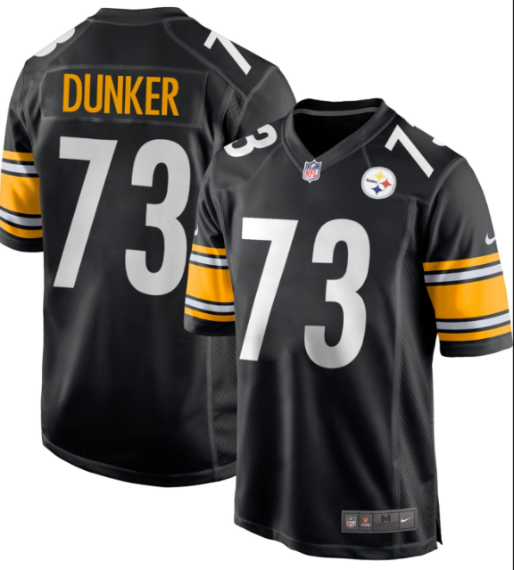 Men's Pittsburgh Steelers #73 Gennings Dunker Black Replica Home Stitched Jersey