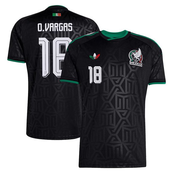 Men's Mexico #18 Obed Vargas Black 2026 Soccer Jersey Suit
