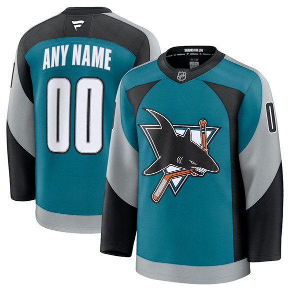 Men's San Jose Sharks Active Player Custom Teal 2025 Alternate Stitched Hockey Jersey