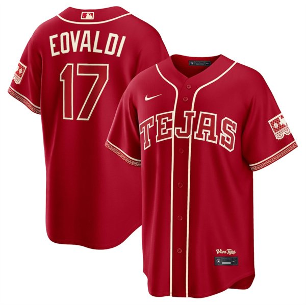 Men's Texas Rangers #17 Nathan Eovaldi Red 2026 City Connect Stadium Stitched Baseball Jersey